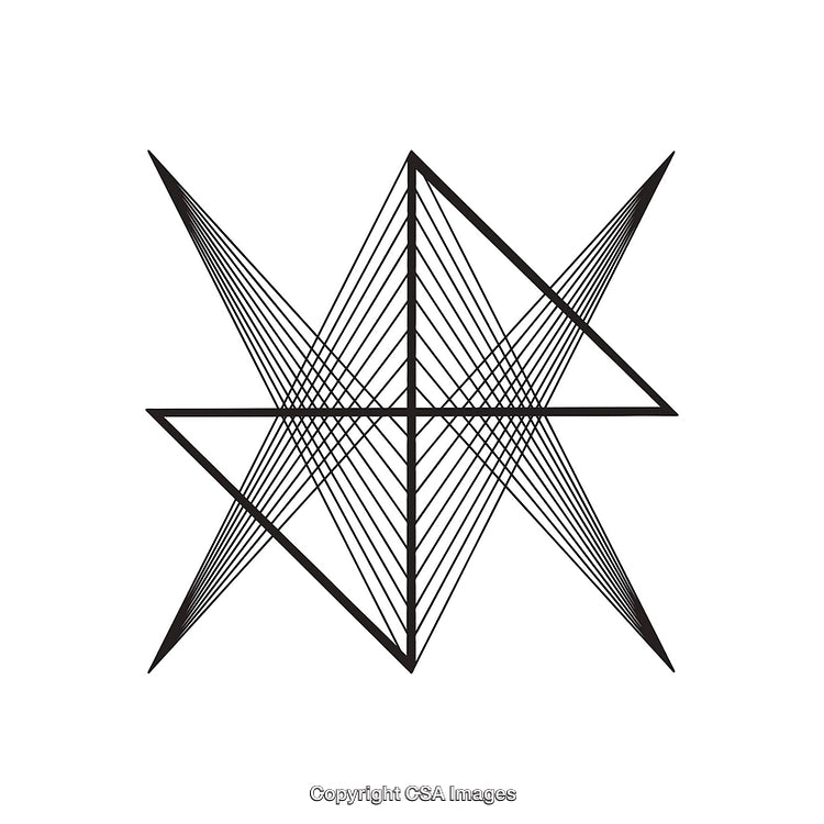 Black and White Symmetrical Geometric Design with Layered Star Patterns