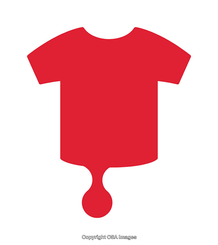 Minimalist Red T-Shirt Icon with a Droplet Element