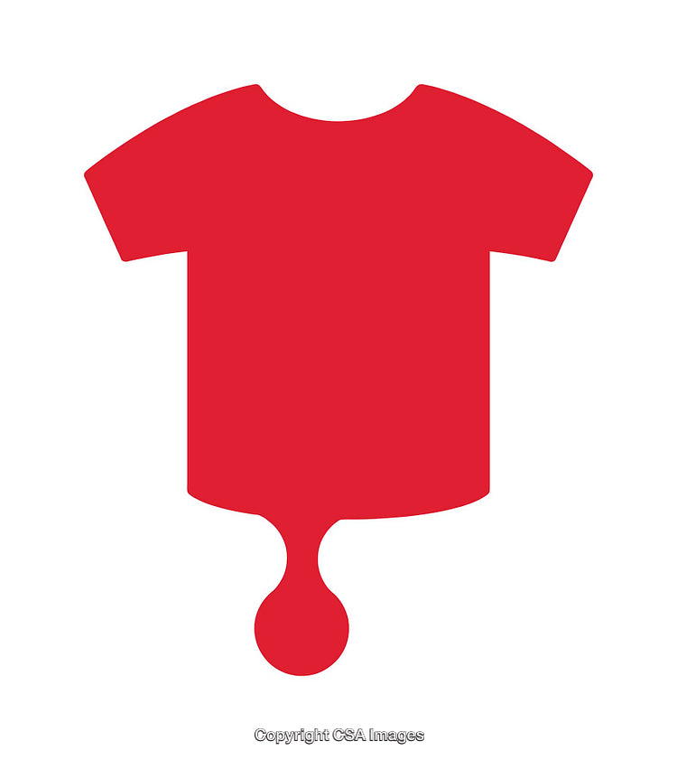 Minimalist Red T-Shirt Icon with a Droplet Element