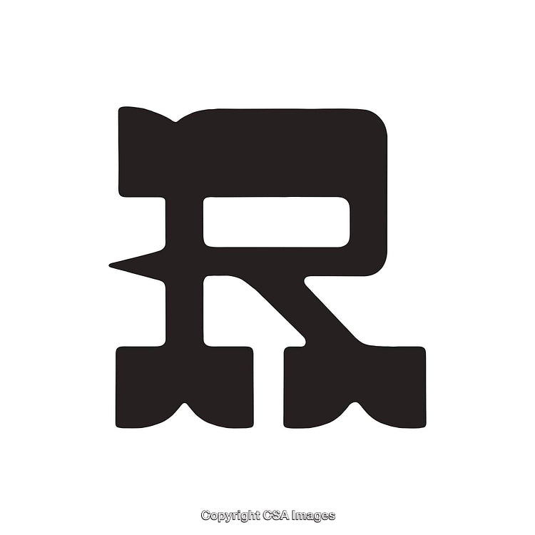 Bold Geometric Letter R Design in Black on White Background