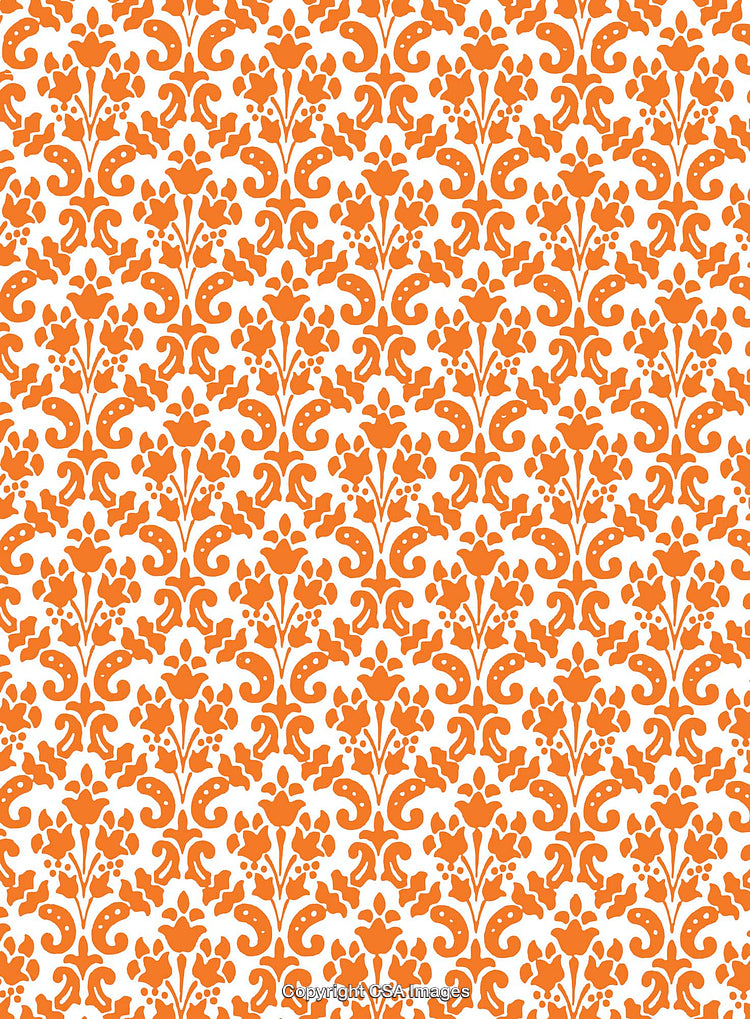 Elegant Orange Ornamental Pattern with Floral and Scrollwork Motifs
