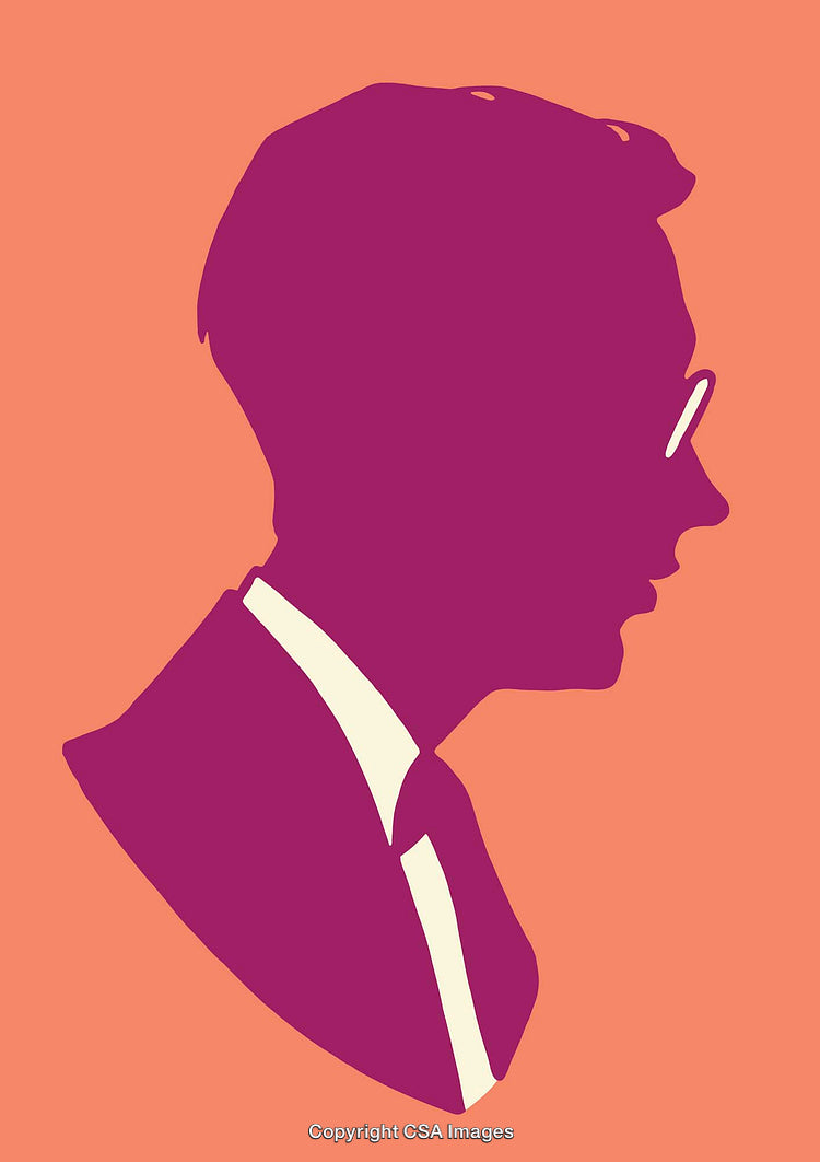 Silhouette Profile Illustration of Man in Glasses and Suit