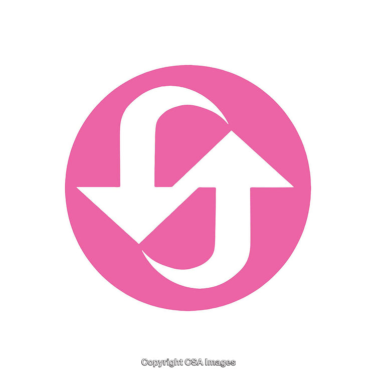Abstract Pink and White Arrow Icon in Circular Design