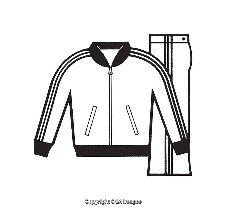 Black And White Line Art Illustration of a Tracksuit with Stripes