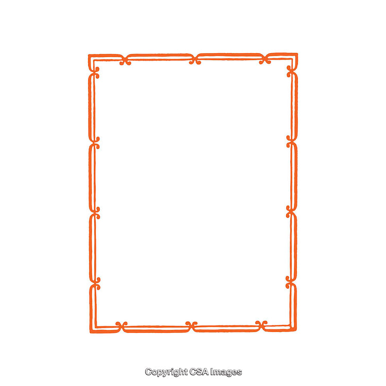 Elegant Orange Border Frame with Decorative Design Elements on White Background
