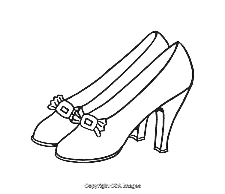 Elegant High-Hilled Shoes Line Art With Delicate Bow Detail