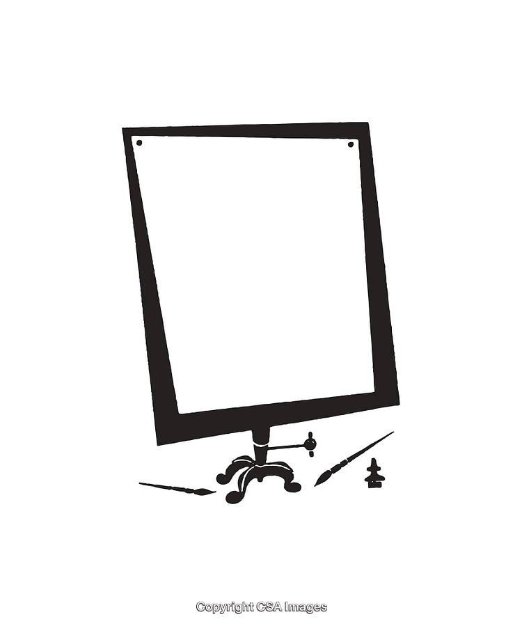 Minimalist Black and White Art Illustration of a Display Frame