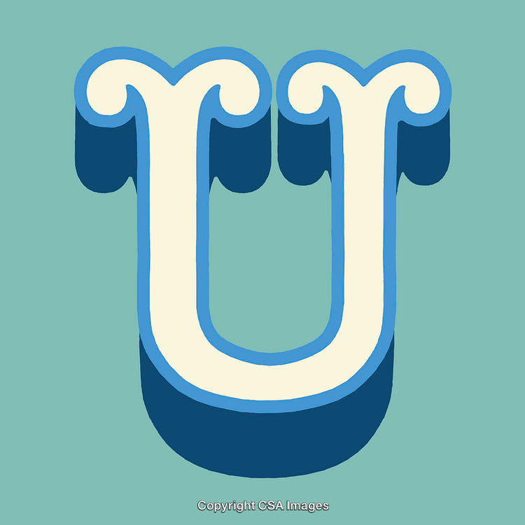 Artistic Illustration of the Decorative Letter U in Bold Colors