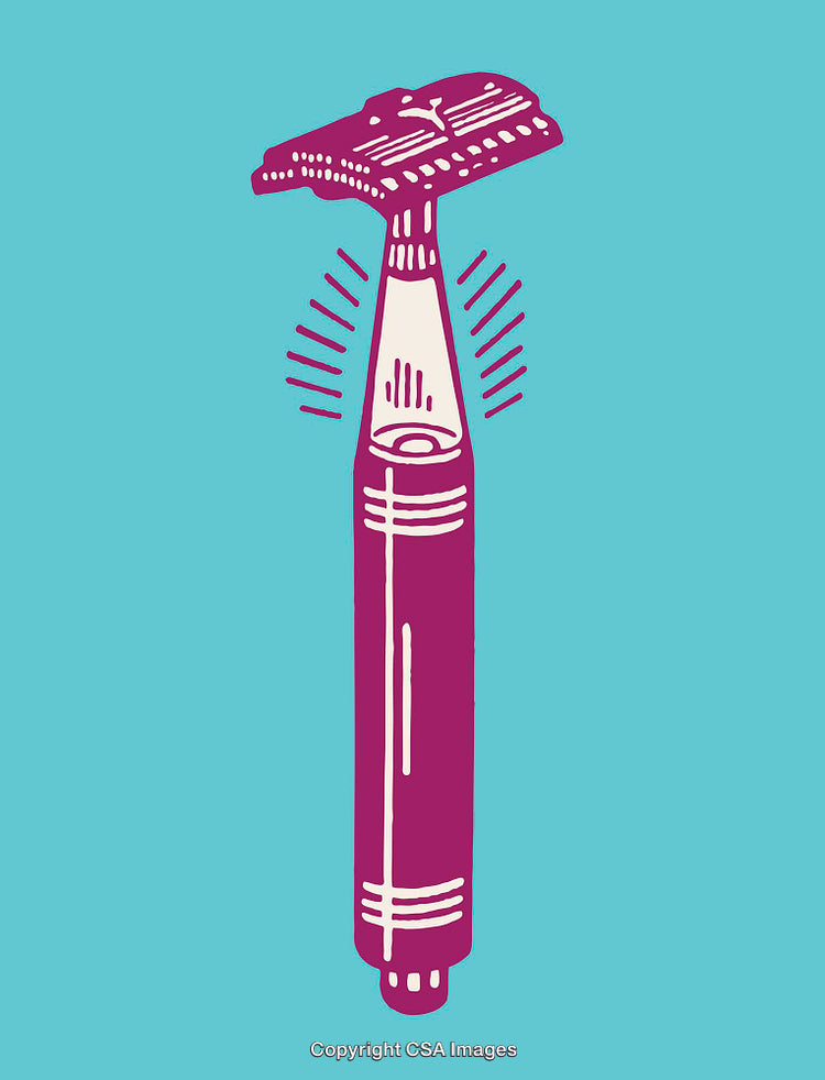 Retro Style Razor Illustration in Teal and Magenta Color Scheme