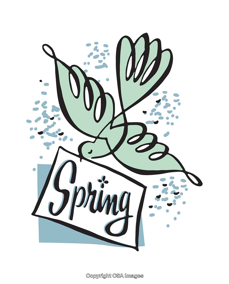 Artistic Illustration of Spring with Whimsical Floral Accents