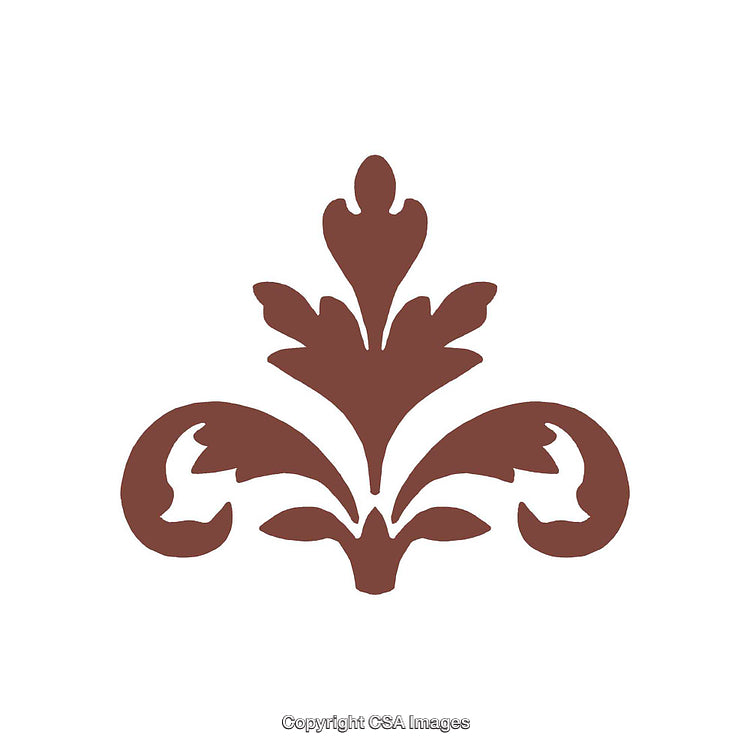 Classic Decorative Floral Pattern in Brown Monochrome Design on White Background
