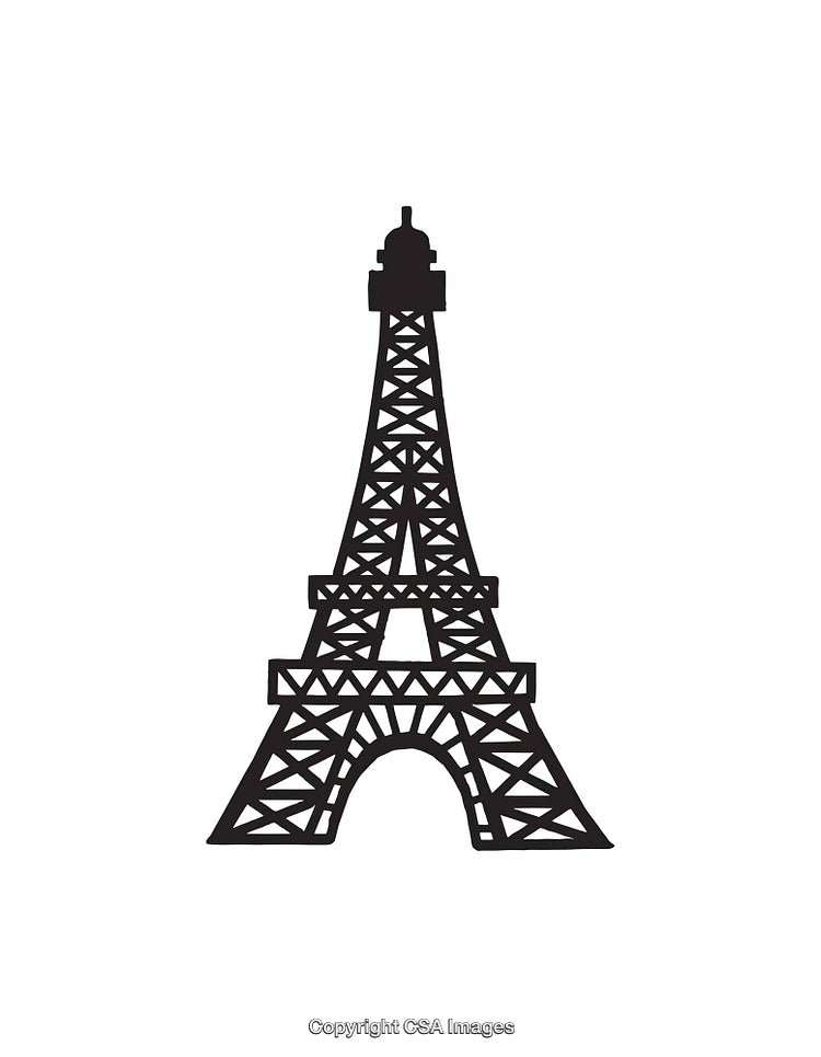 Black and White Line Art Illustration of the Eiffel Tower