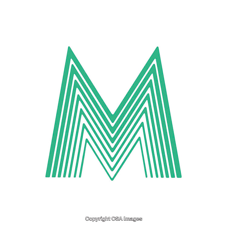 Green Linear Artistic Letter M Design on a White Background