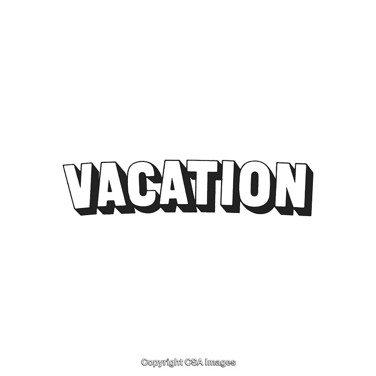 Bold Stylized Typography of the Word 'Vacation' in a Fun Artistic Style
