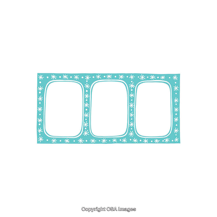 Blue Decorative Triple Photo Frame Template for Custom Design Projects