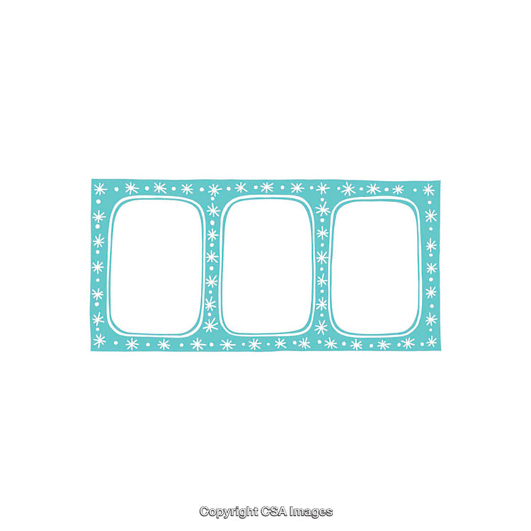 Blue Decorative Triple Photo Frame Template for Custom Design Projects