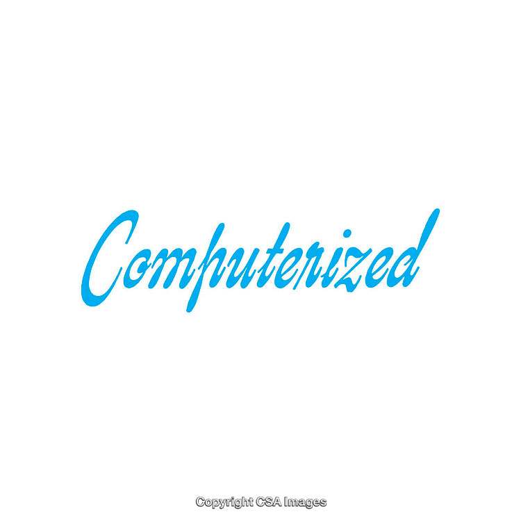 Blue Computerized Text on White Background with Modern Font Style