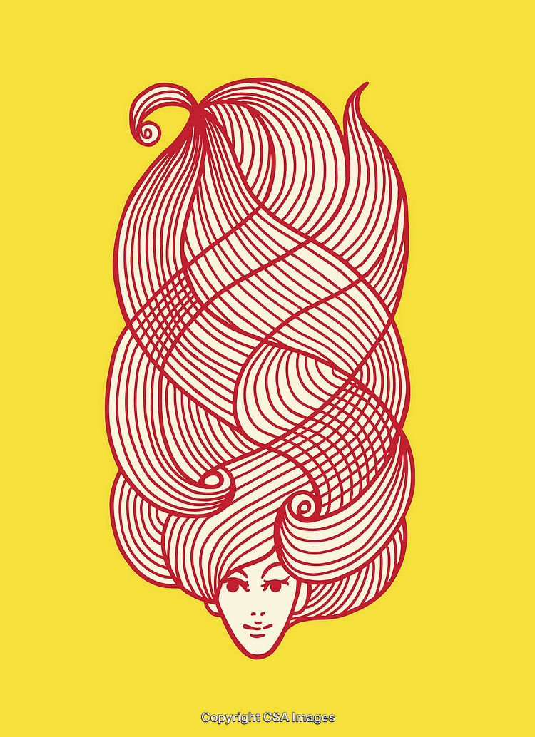 Abstract Line Art Illustration of Woman's Face With Hair Patterns