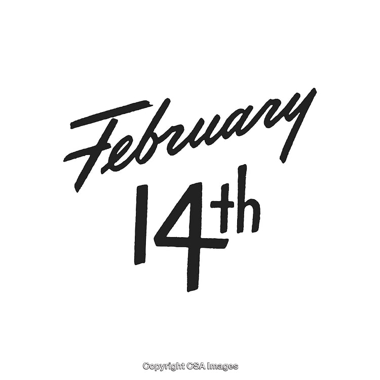 February 14th Typography Celebrating Valentine's Day Love and Romance