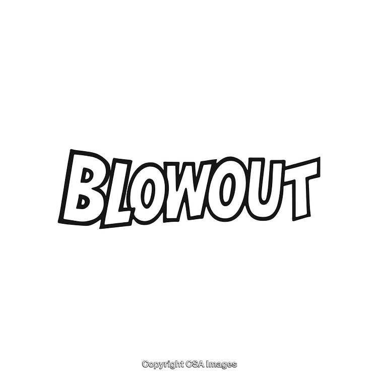 Stylized Text Depicting the Word "Blowout" in Bold Black Outline Font