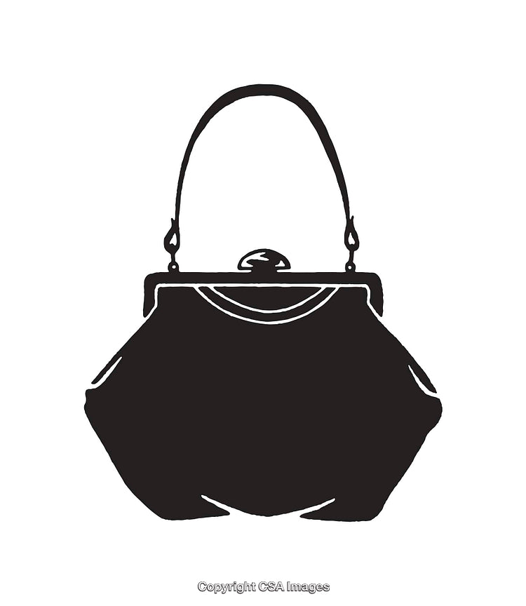 Monochrome Line Art Illustration of a Vintage Handbag