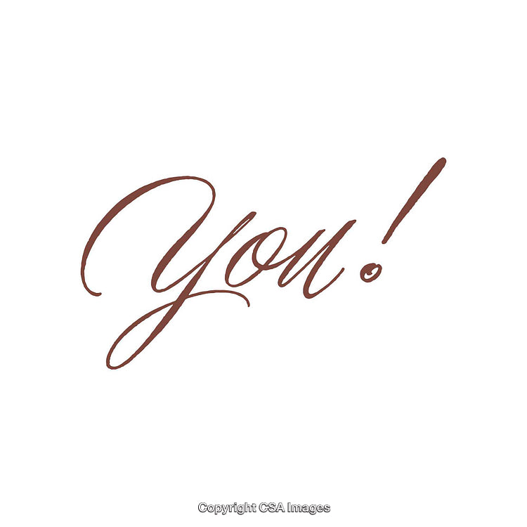 Elegant Handwritten Calligraphy Featuring the Word 'You' in Brown on White Background