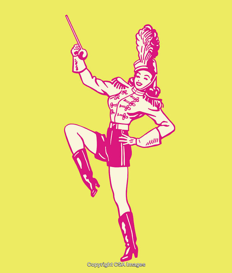Vibrant Marching Band Drum Majorette Color Line Art Illustration