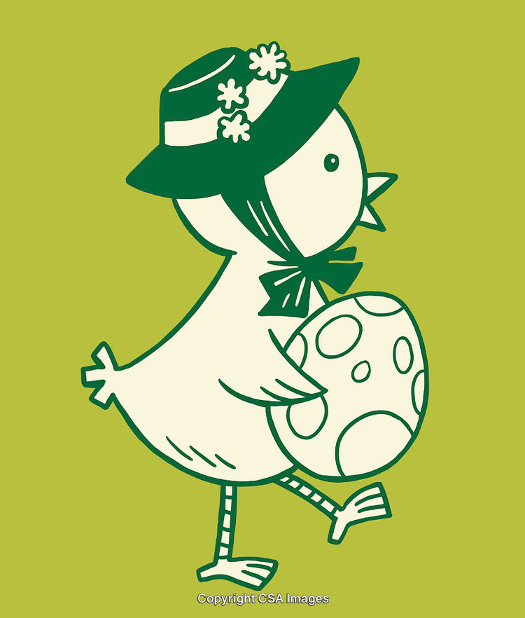 Charming Chicken Carrying Decorated Egg in Elegant Line Art Style