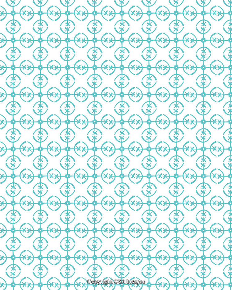 Blue Circular Geometric Pattern with Decorative Floral Elements