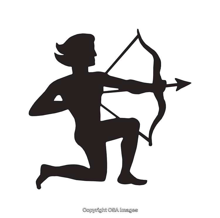 Silhouette of an Archer Drawing a Bow in a Classic Iconic Style