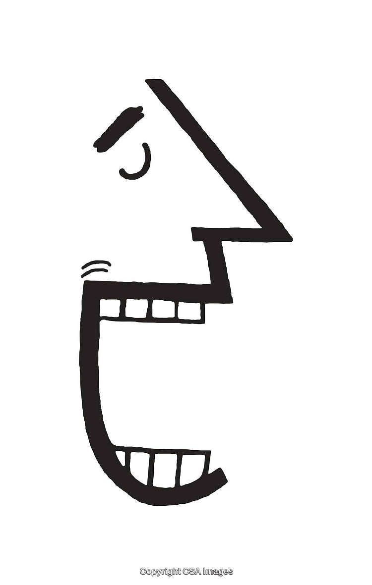 Abstract Black and White Line Art of a Geometric Face