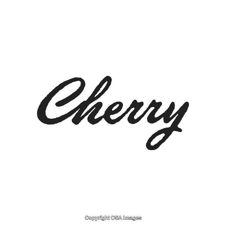 Elegant Black Script Lettering of the Word 'Cherry' on White Background