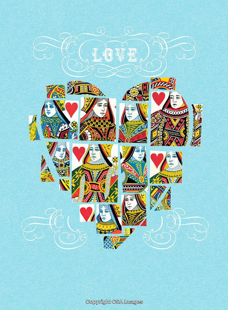 Heart Shaped Composition Using Playing Cards With Love Theme