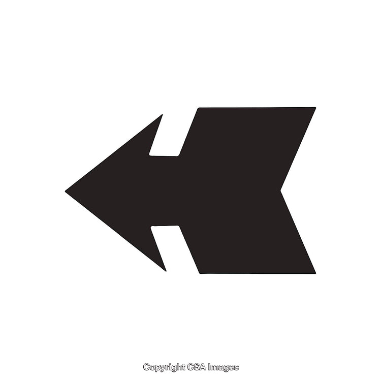 Black and White Arrow Symbol in Abstract Dingbat Style