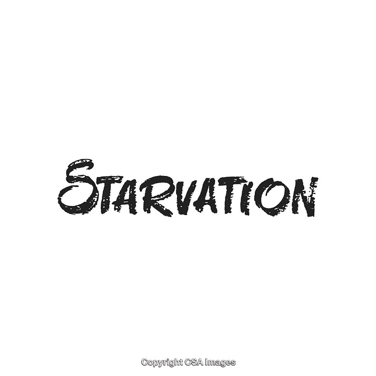 Text Representation of the Word 'Starvation' in Artistic Font with White Background