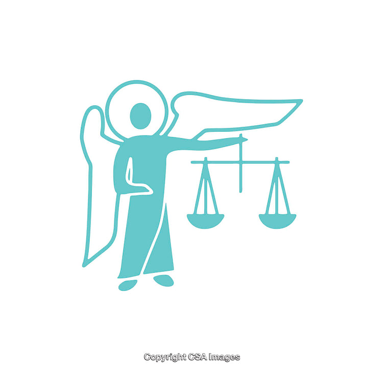 Abstract Angel Icon Featuring Justice Scales Representing Balance and Fairness