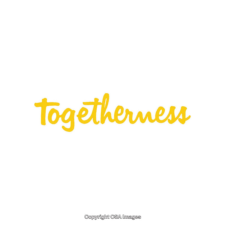 Handwritten Yellow Togetherness Text on a Clean White Background