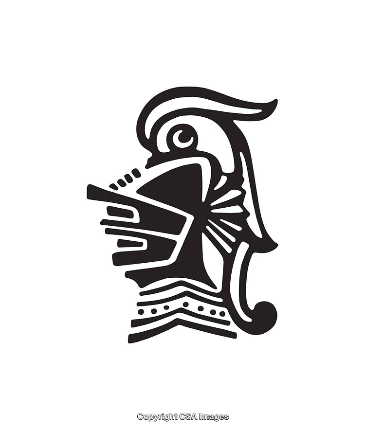 Monochromatic Tribal Style Warrior Mask Icon Design