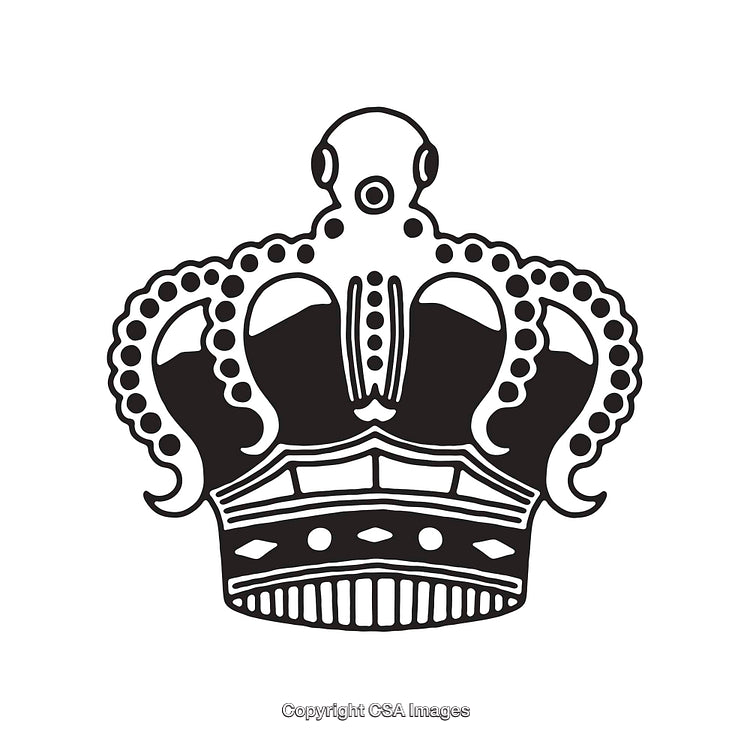 Black and White Line Art of a Crown Illustration
