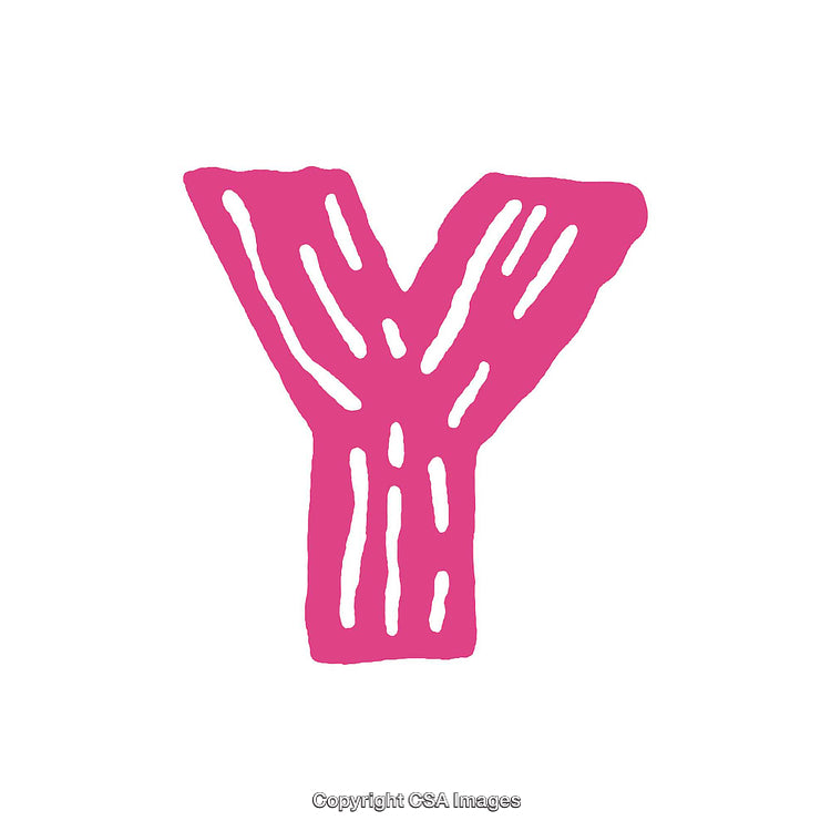 Playful Pink Hand-Drawn Letter Y on White Background