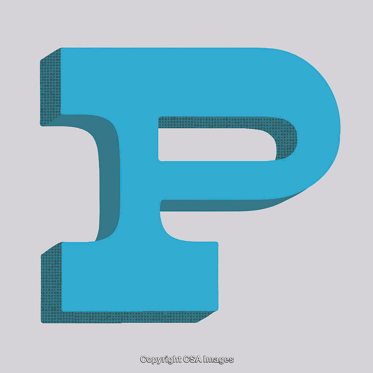Modern 3D Blue Letter P with Textured Detailing Design