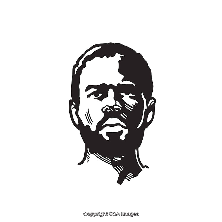 Detailed Black and White Line Art Portrait Illustration