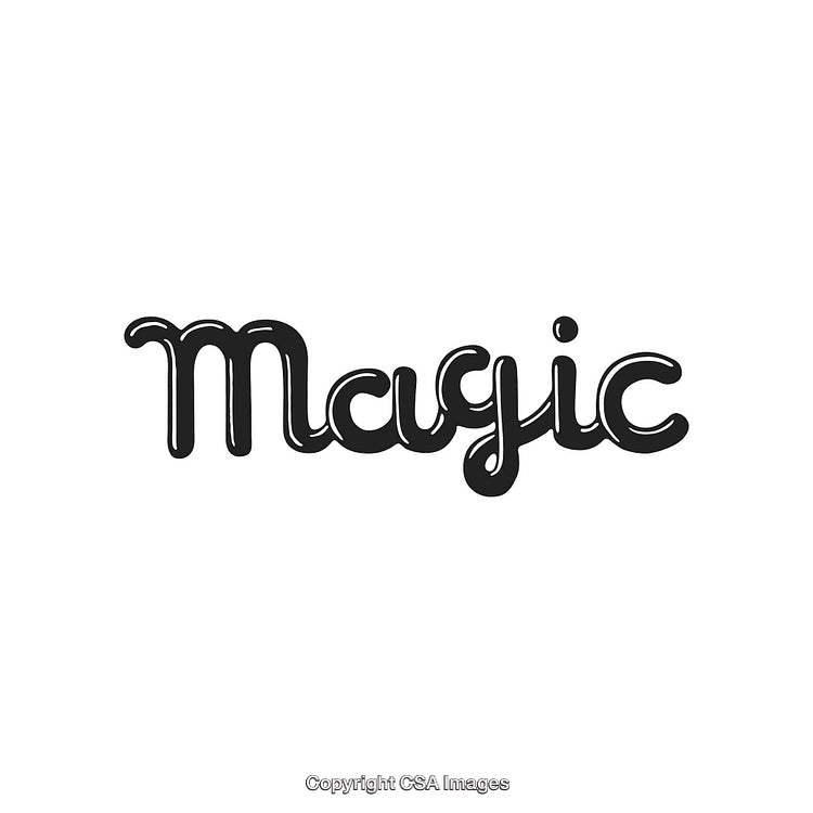 Stylized Script Text of the Word 'Magic' in Bold Black Letters