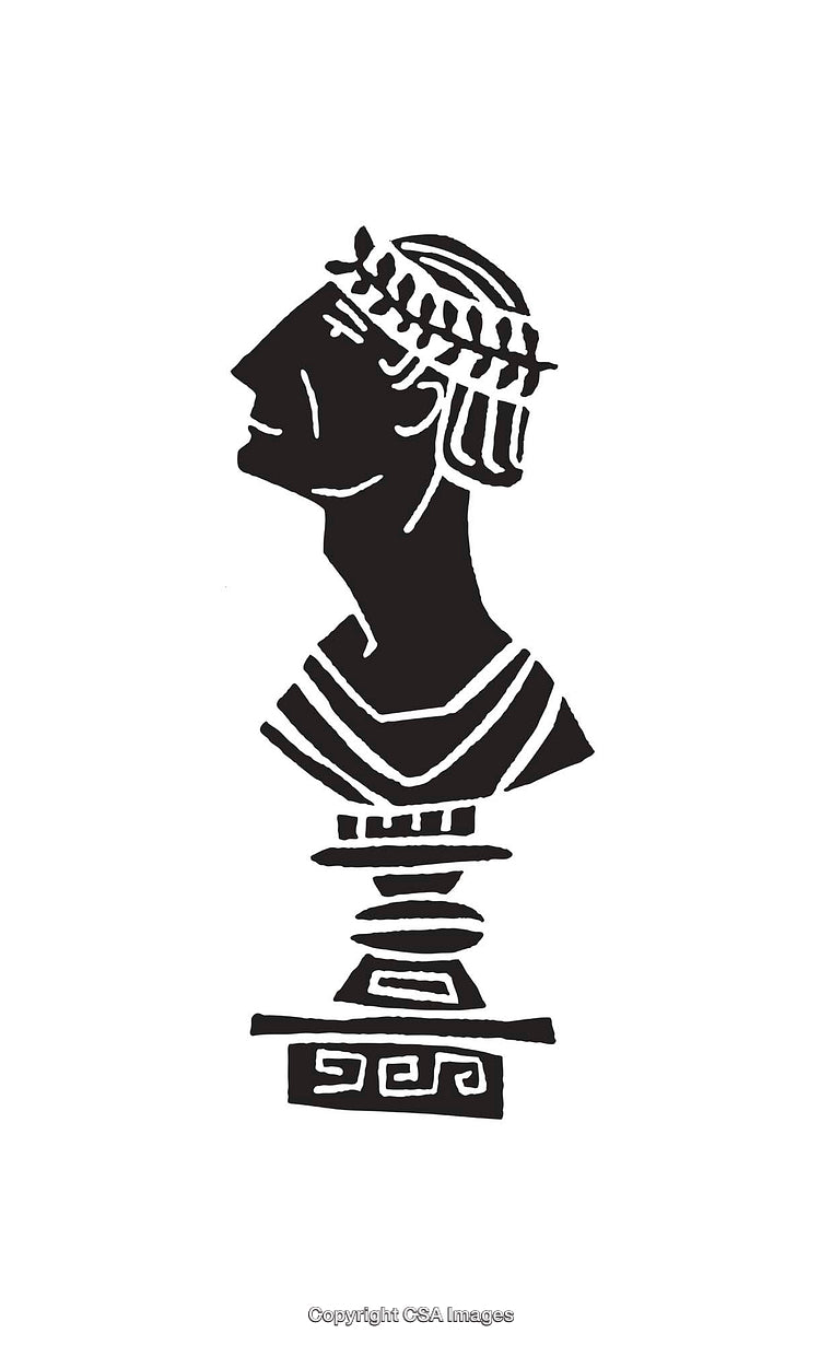 Monochromatic Bust Line Art of Classical Style Illustration