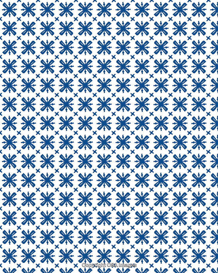 Blue Geometric Pattern on White Background for Decorative Purposes