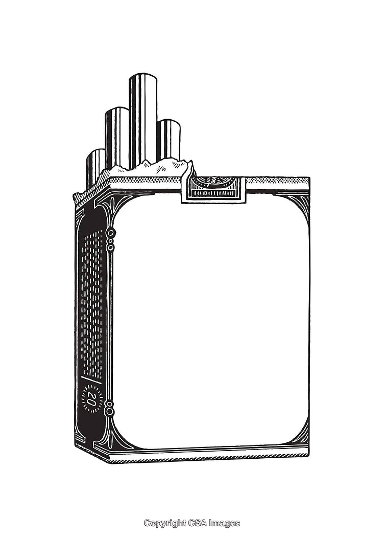 Vintage Black and White Line Art Illustration of a Packaged Product