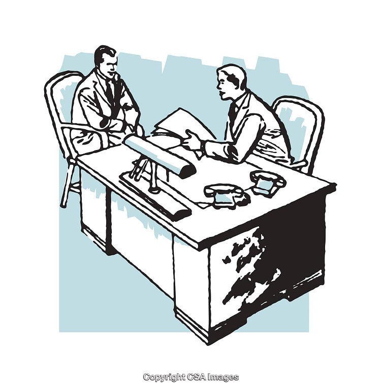 Illustration of a Professional Business Meeting Setting in Retro Style