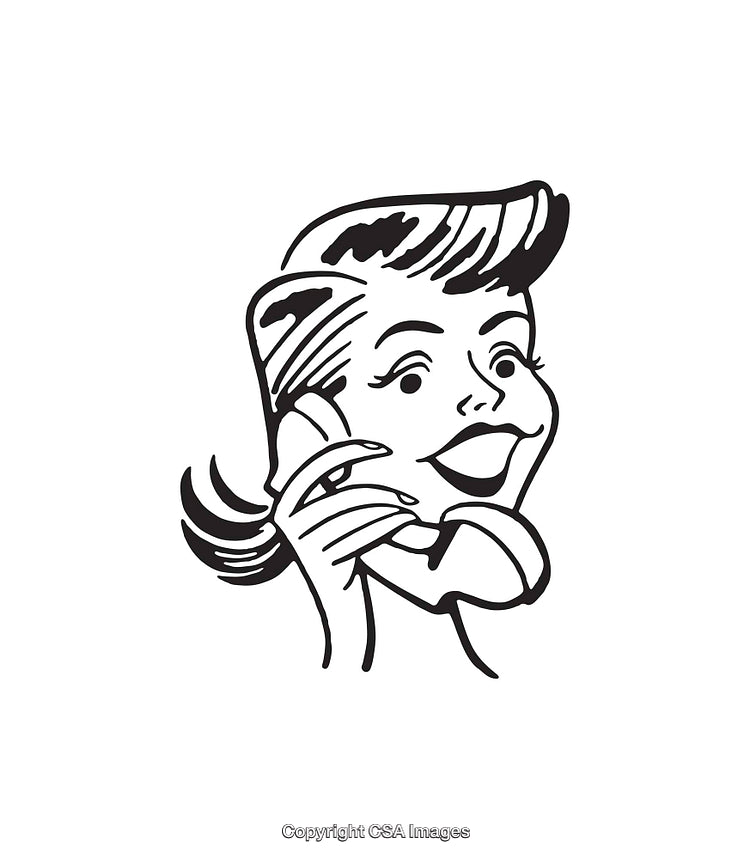 Retro Style Illustration of a Woman Talking on the Phone