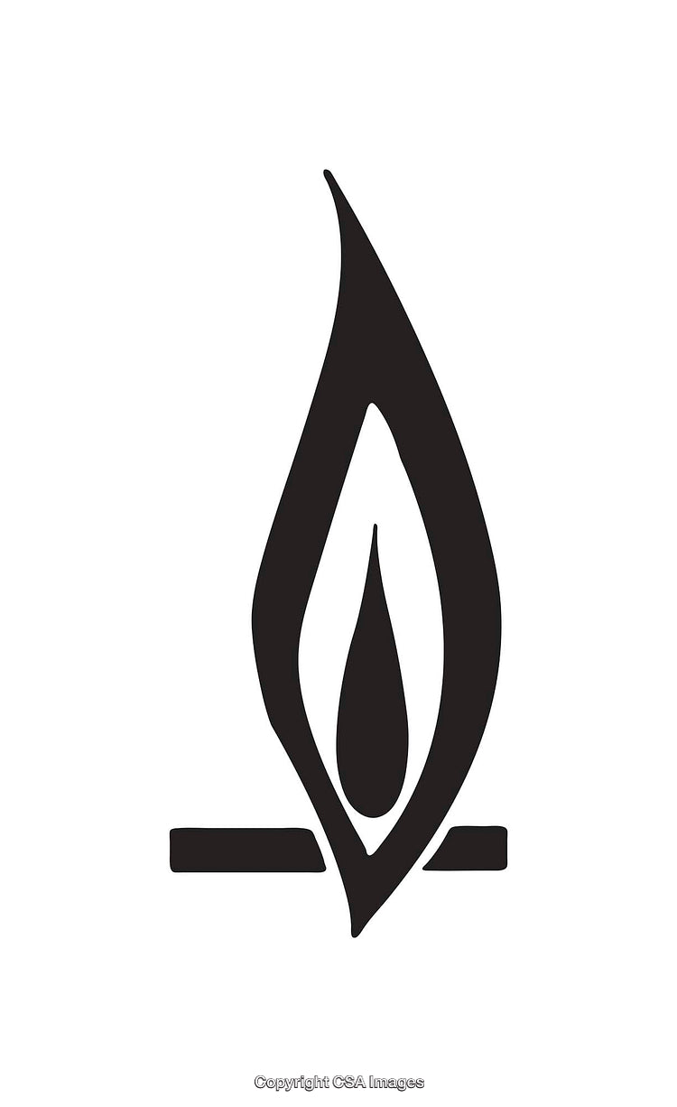 Minimalistic Black-and-White Icon of a Flame Symbol Design