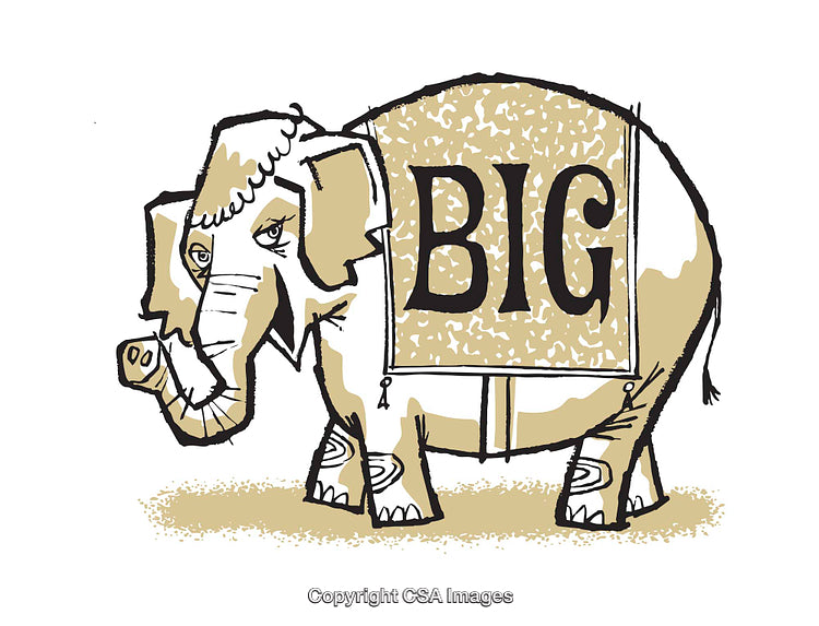 Illustration of Elephant with "Big" Text Emphasized in Graphic Design